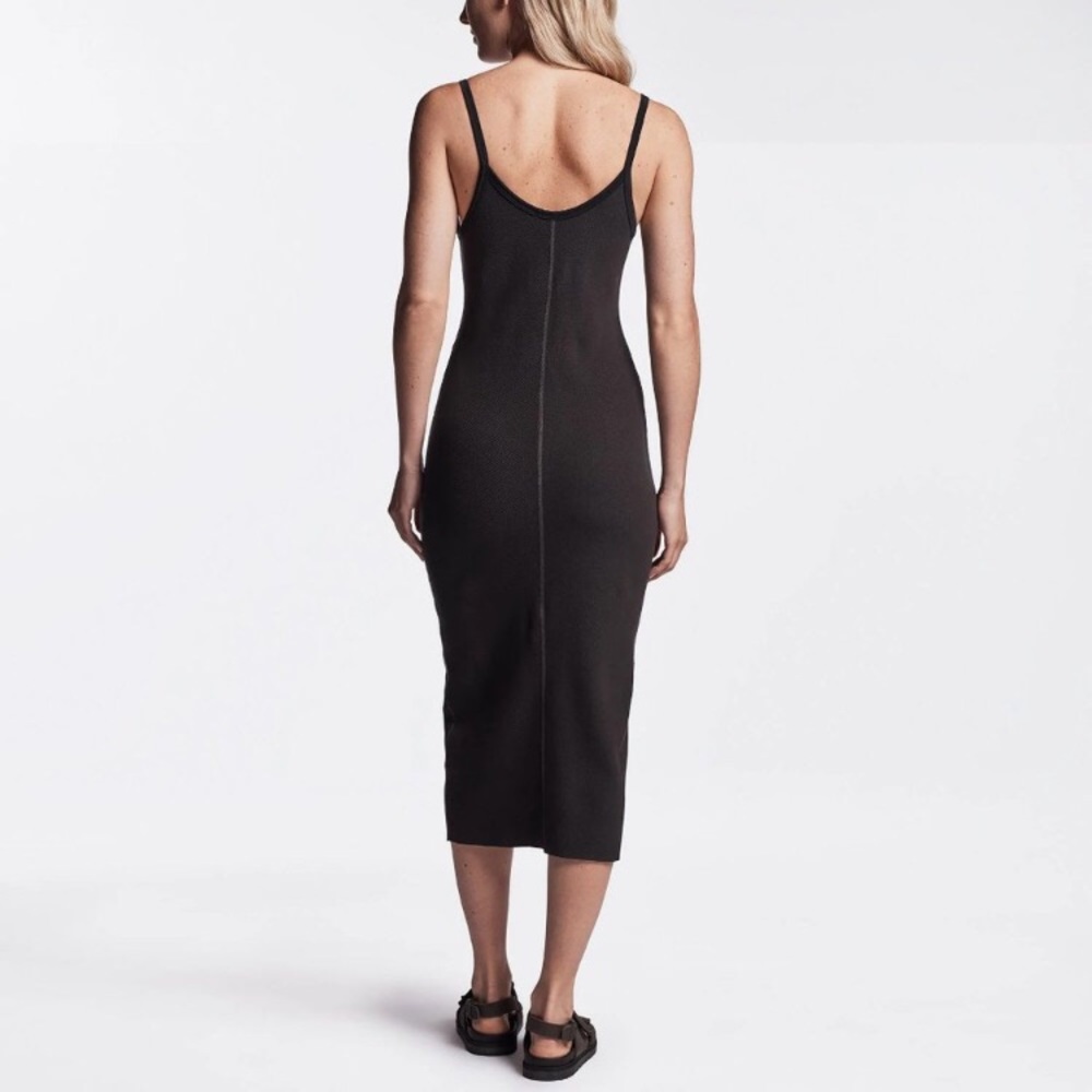 James Perse Los Angeles Chevron Rib Cami Tank Dress in black, Small, Size 1 - Picture 3 of 7